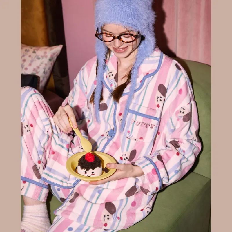 GUKOO Pajama Set Women's Linen Blue-4