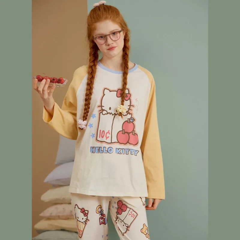 GUKOO x Hello Kitty Sanrio Series Pajama Set Women's Almond White-2