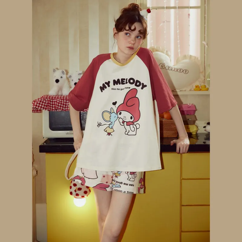 GUKOO x Sanrio/ Melodi Pajama Set Women's Pearl White-5