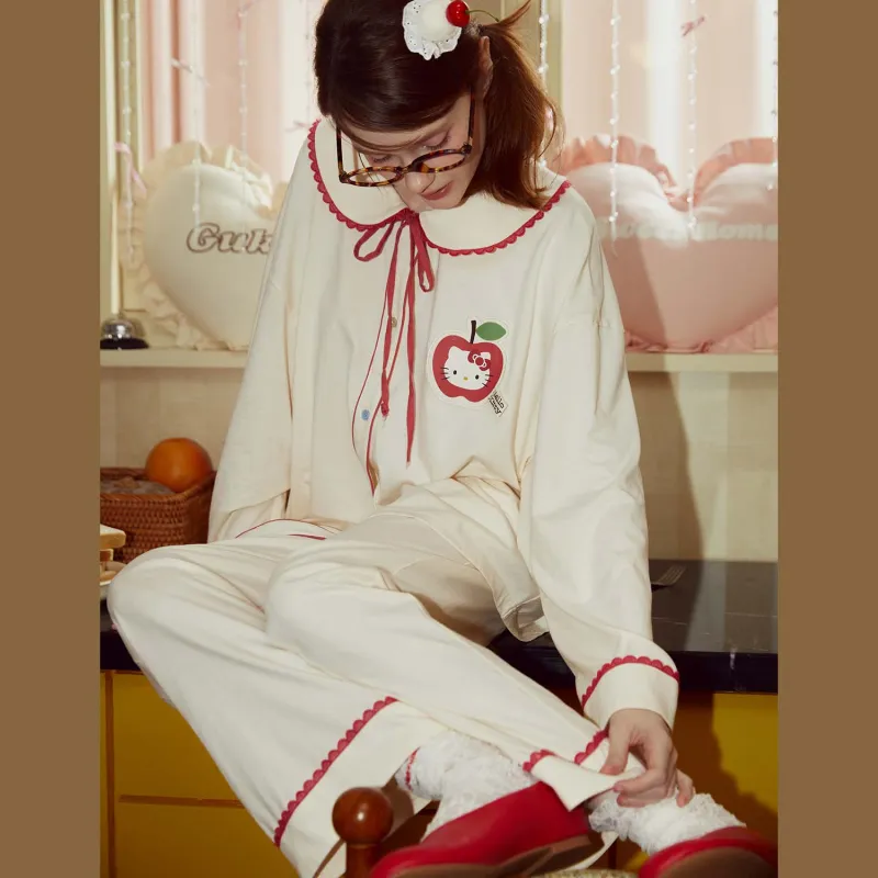GUKOO x Hello Kitty Pajama Set Women's Pearl White-3