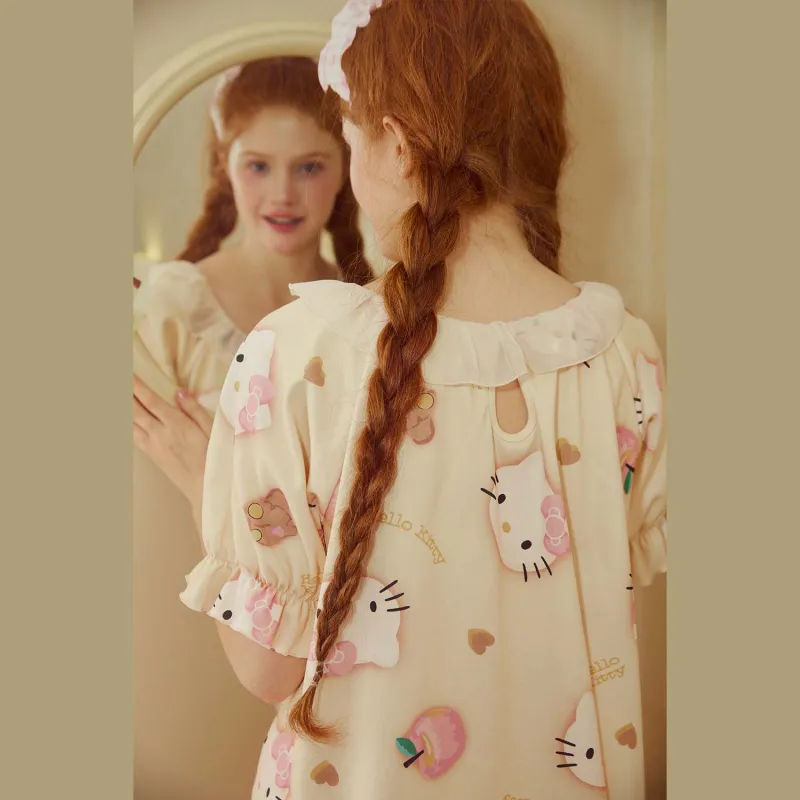 GUKOO x Hello Kitty Sanrio Series Pajama Set Women's Cheese Yellow-2