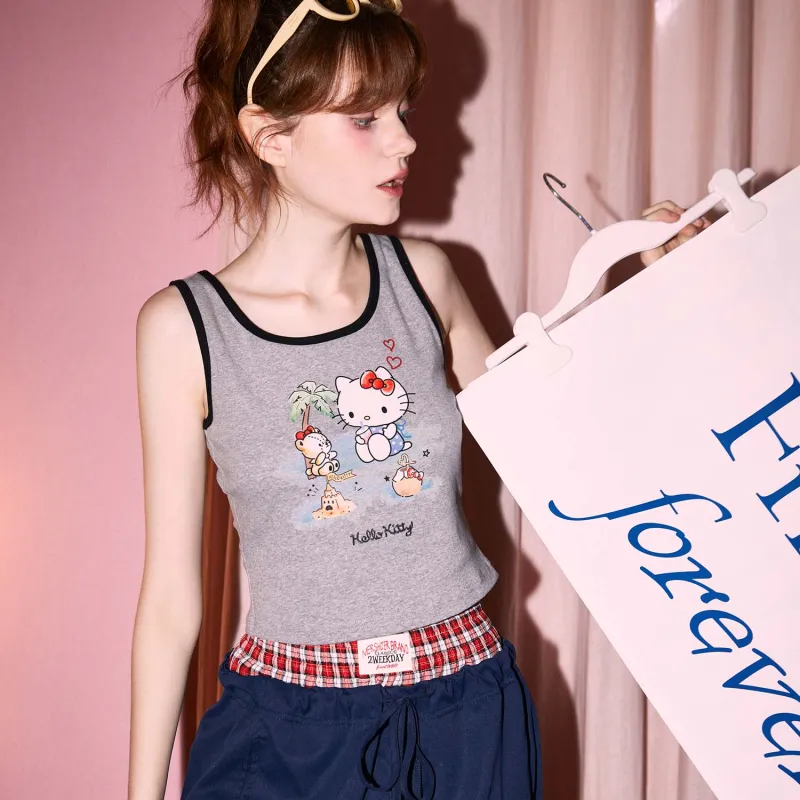 GUKOO x Hello Kitty Sanrio Series Tank Tops Women's Smoke Gray-2