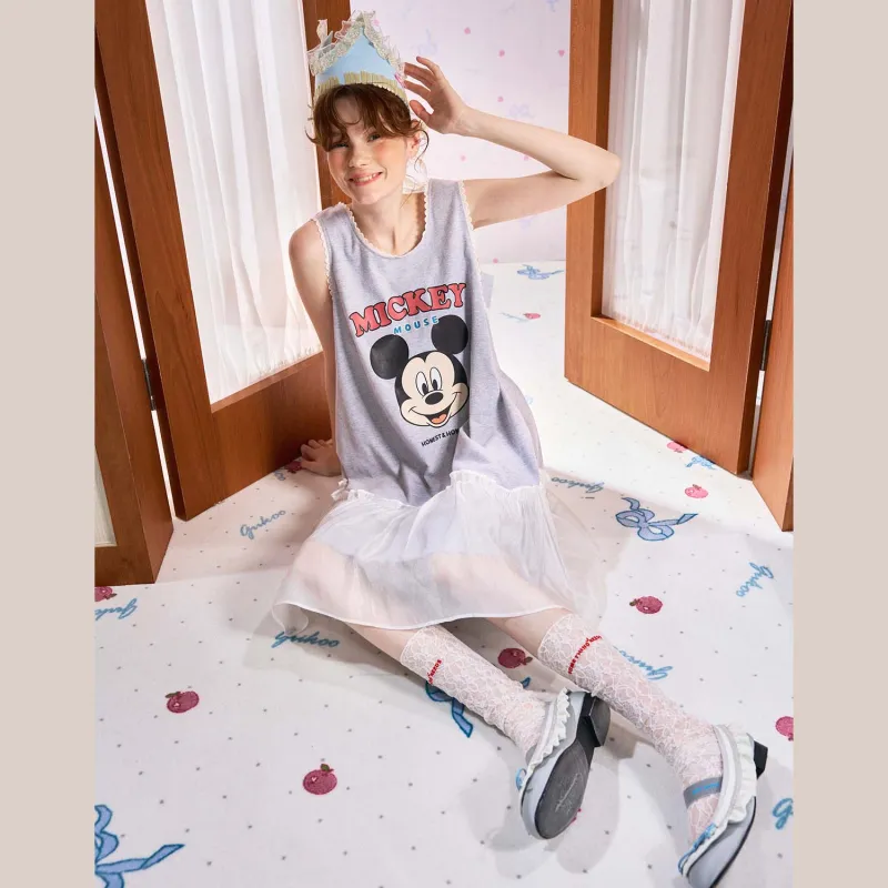 GUKOO x Disney Mickey Series Nightgown Women's Medium Heather Gray-2