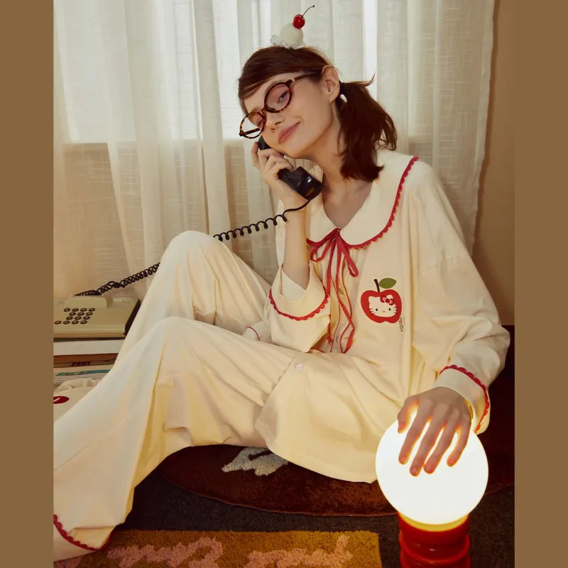 GUKOO x Hello Kitty Pajama Set Women's Pearl White-1