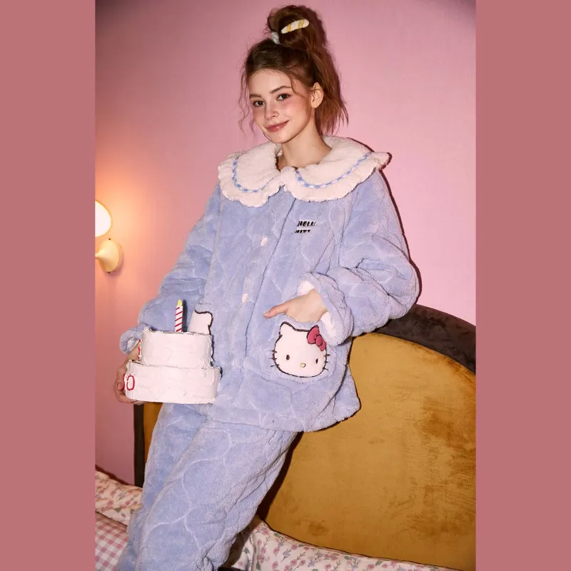 GUKOO x Hello Kitty Hello Kitty Pajama Set Women's Aqua Blue-2