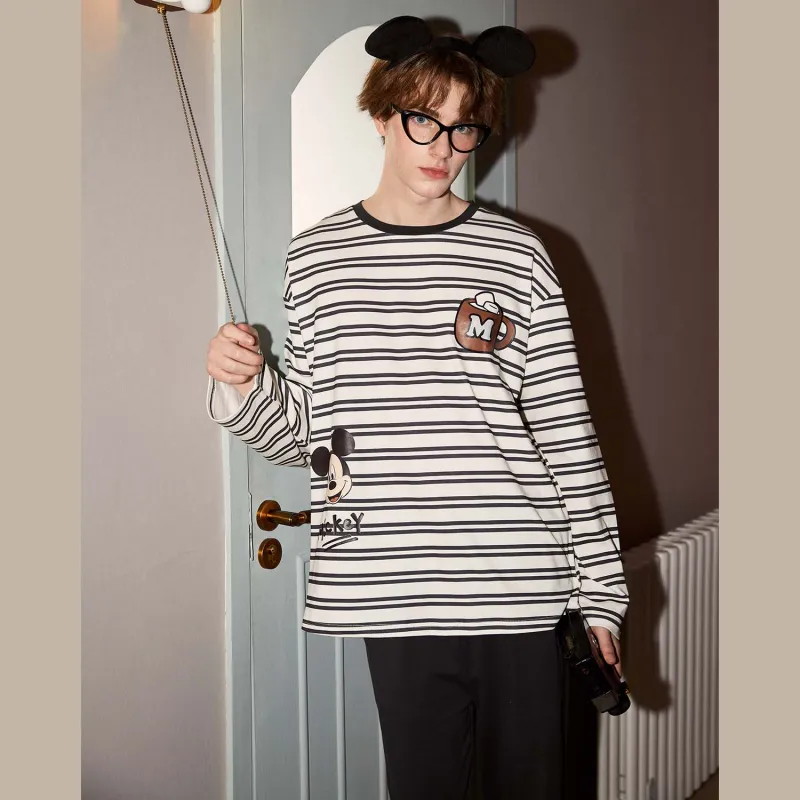 GUKOO x Disney Mickey Series Pajama Set Men's Gray Black-4