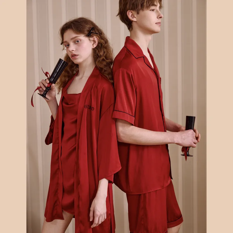 GUKOO Bath Robes Women's Gift Box Set Included Persimmon Red-3