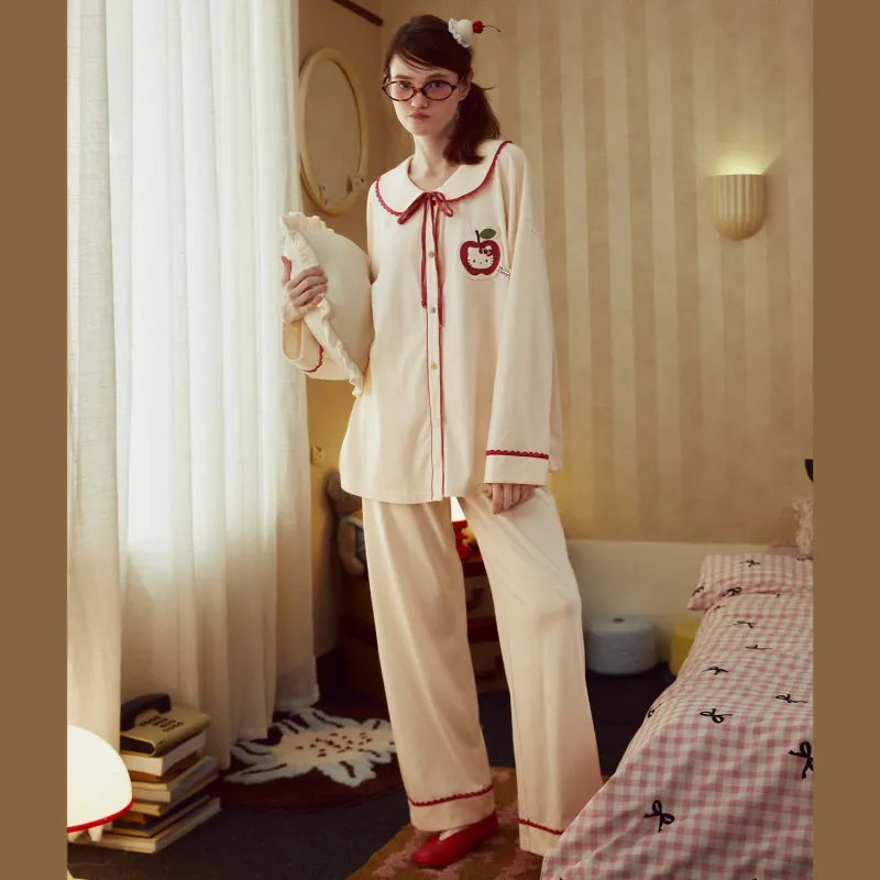 GUKOO x Hello Kitty Pajama Set Women's Pearl White-2