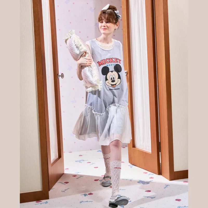 GUKOO x Disney Mickey Series Nightgown Women's Medium Heather Gray-1