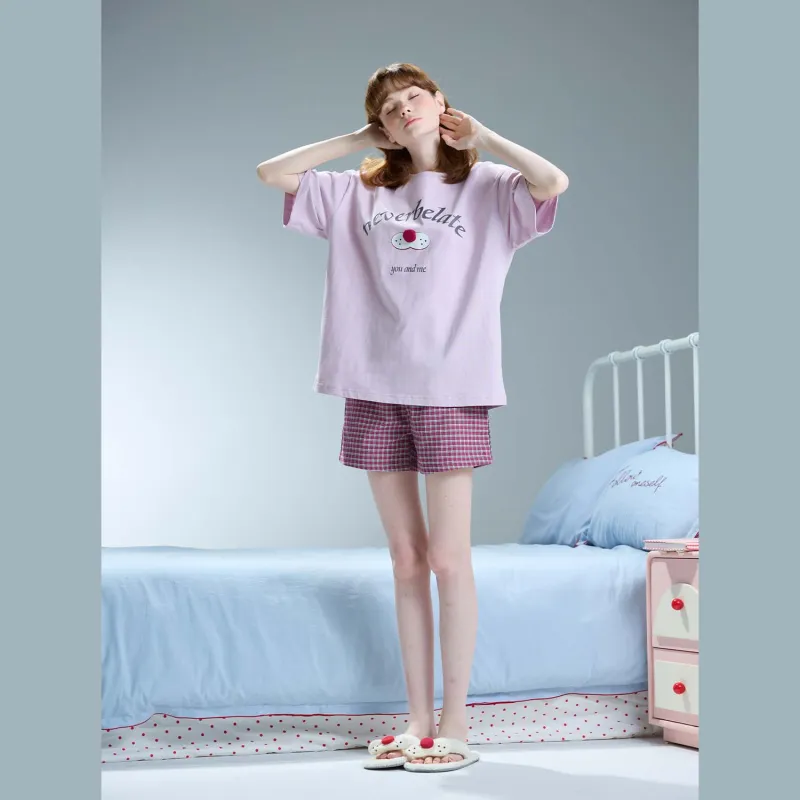 YSO Cool Cat Series Pajama Set Women's Taro Purple-3