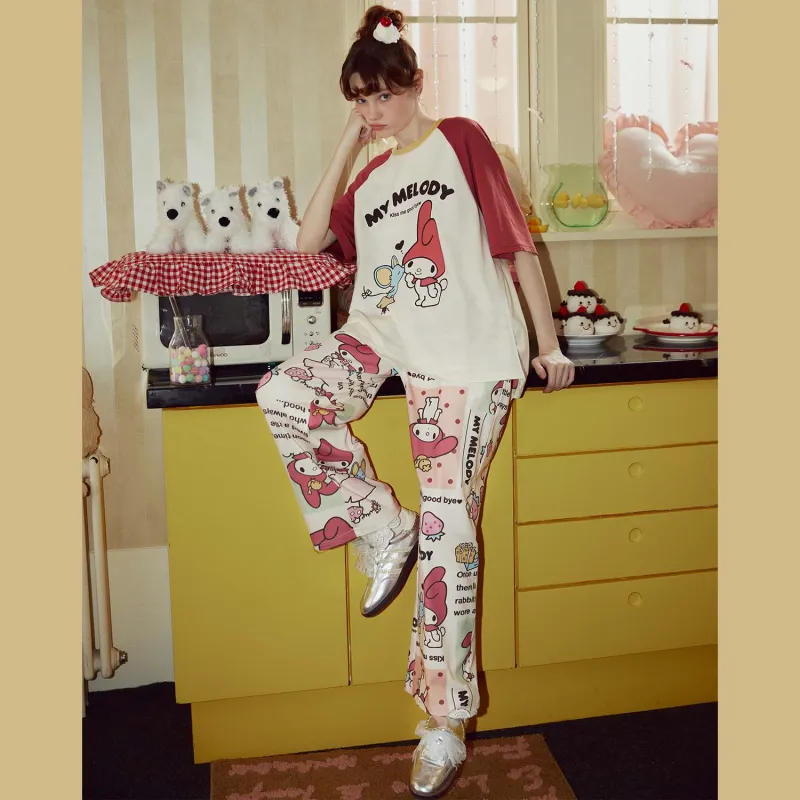 GUKOO x Sanrio/ Melodi Pajama Set Women's Pearl White-2