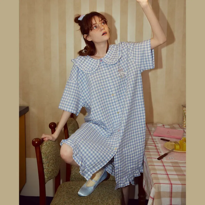 GUKOO x Sanrio/ Yugui Dog Nightgown Women's Sky Blue-3
