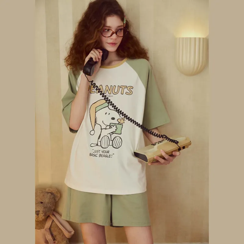 GUKOO Pajama Set Women's Cotton White-1