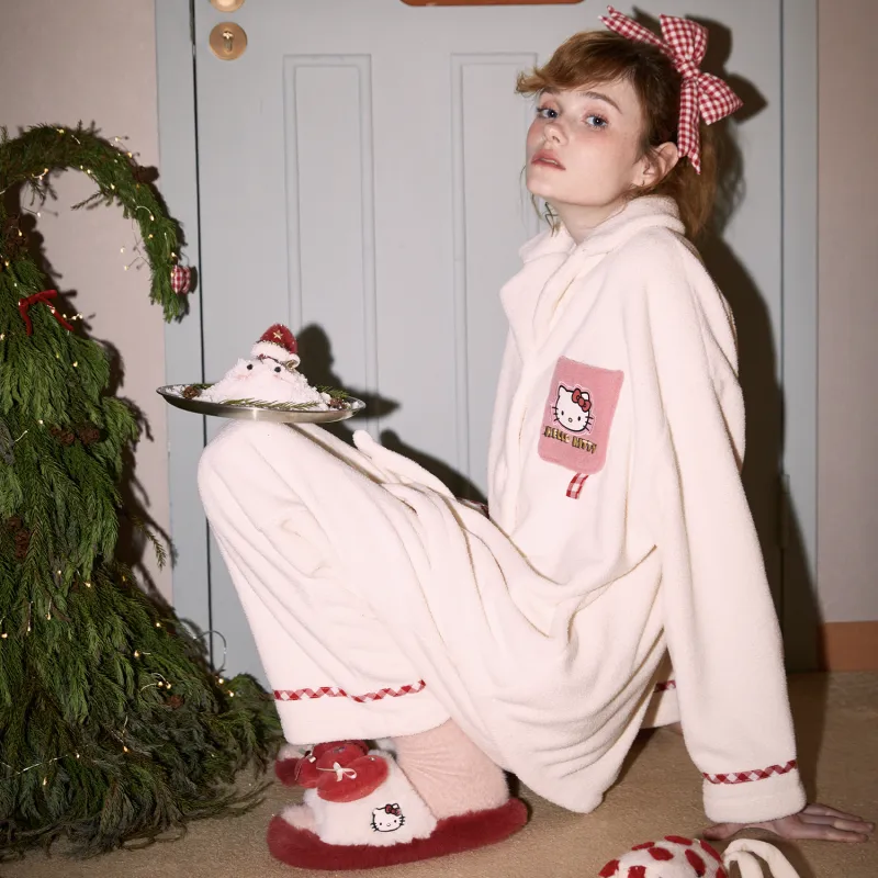 GUKOO x Hello Kitty Sanrio Series Pajama Set Women's Pearl White-4