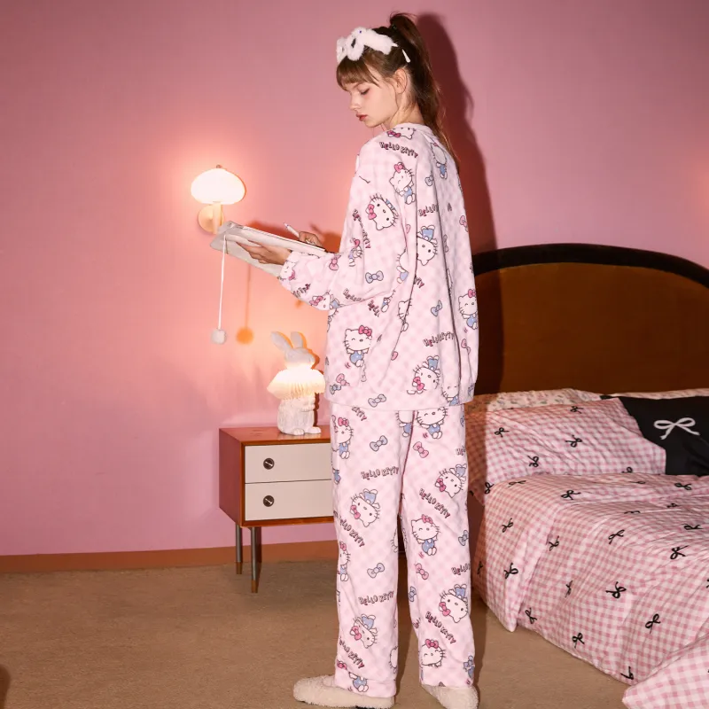 GUKOO x SANRIO Hello Kitty Pajama Set Women's Peach Pink-2