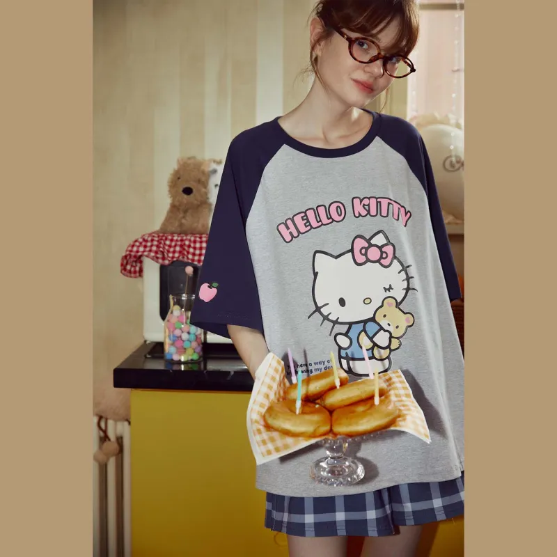 GUKOO x Hello Kitty Sanrio Series Pajama Set Women's Silver Gray-2
