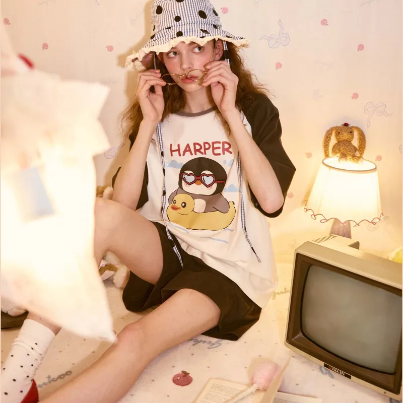 GUKOO Pajama Set Women's Cotton White-2