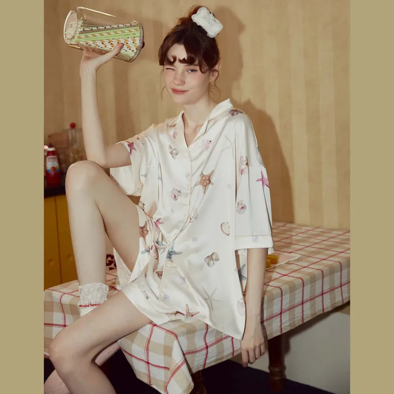 GUKOO Pajama Set Women's Almond White-1