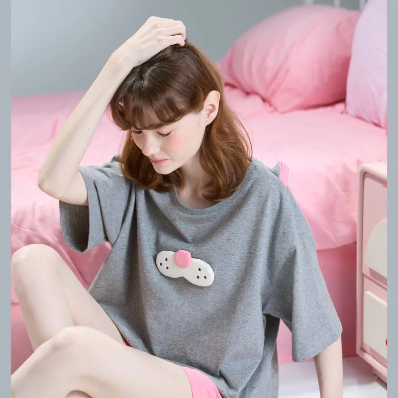 YSO Cool Cat Series Pajama Set Women's Dark Heather Gray-5