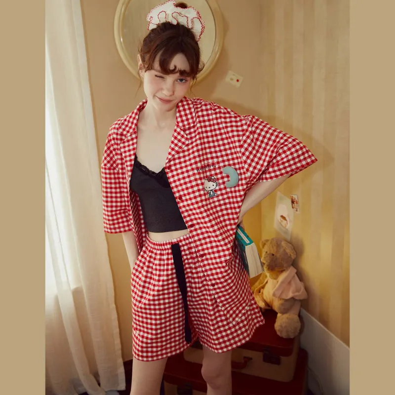 GUKOO x Hello Kitty Sanrio Series Pajama Set Women's Magenta-6