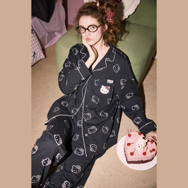GUKOO x Hello Kitty Pajama Set Women's Graphite Gray-1