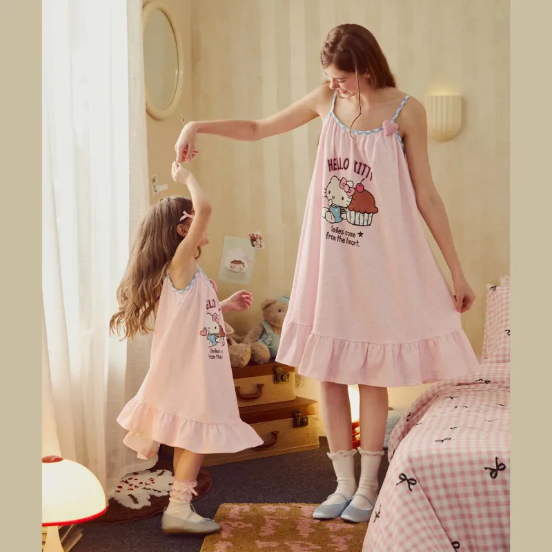 GUKOO x Hello Kitty/, Sanrio Series Nightgown Women's Ballet Pink-1