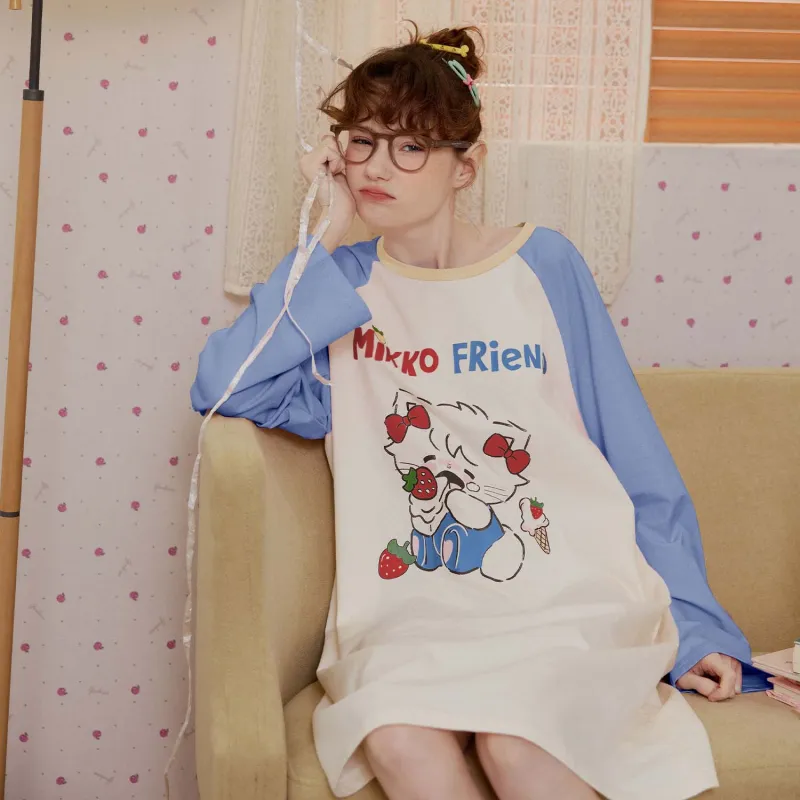 GUKOO Nightgown Women's Pepsi Blue-5