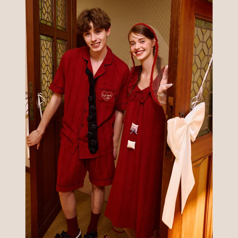 GUKOO Nightgown Women's Gift Box Set Included Persimmon Red-4