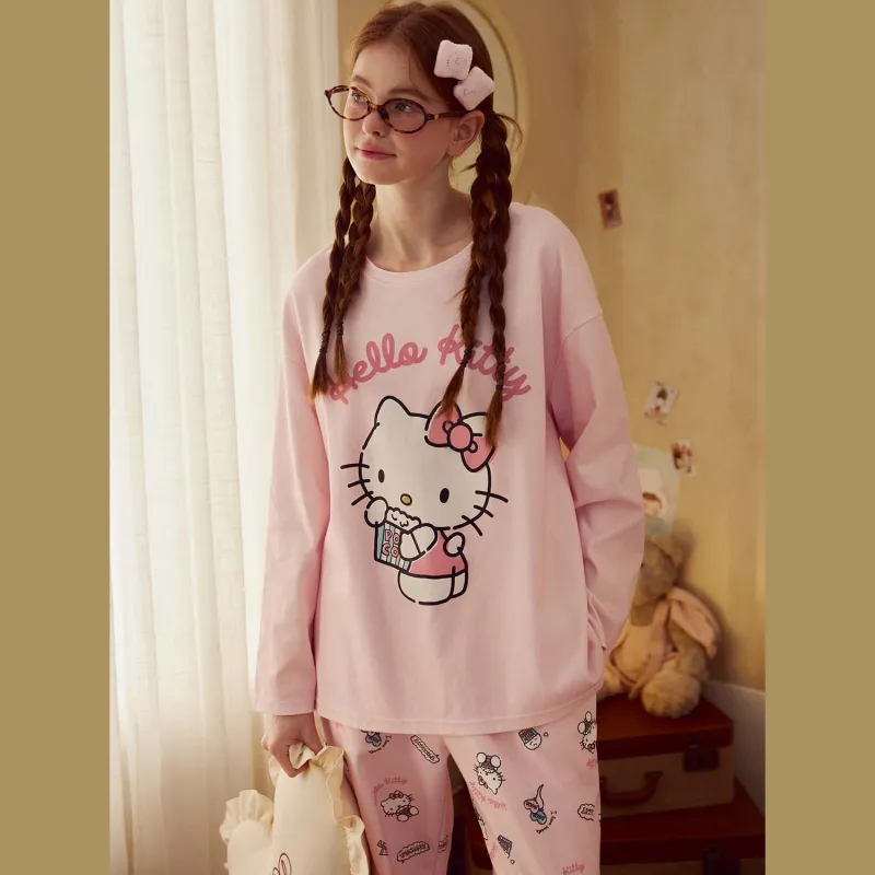 GUKOO x Hello Kitty Sanrio Series Pajama Set Women's Cherry Blossom Pink-2