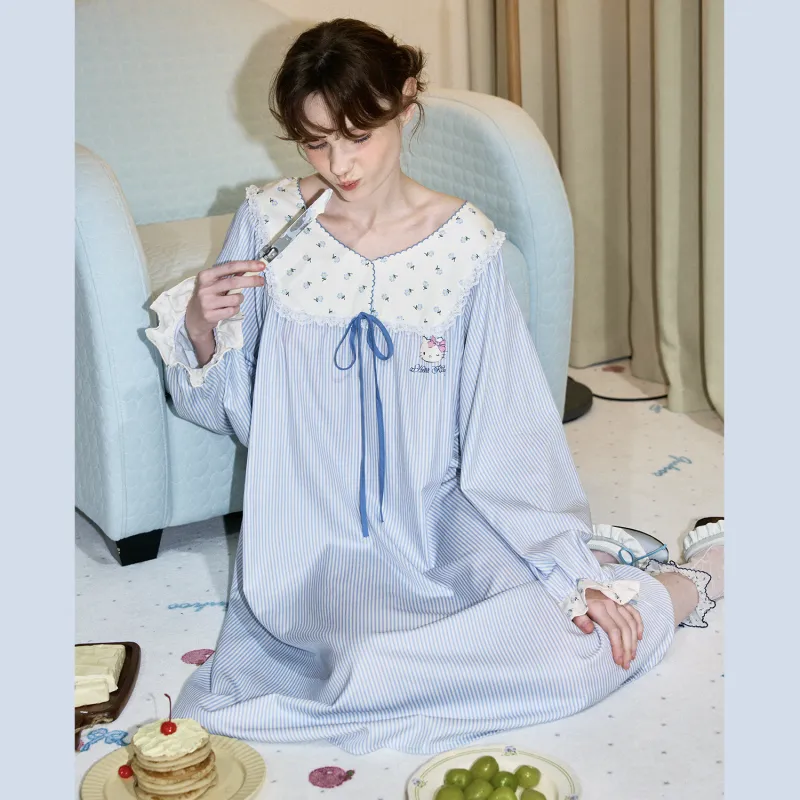 GUKOO x Hello Kitty Nightgown Women's Cloudy Mountain Blue-1