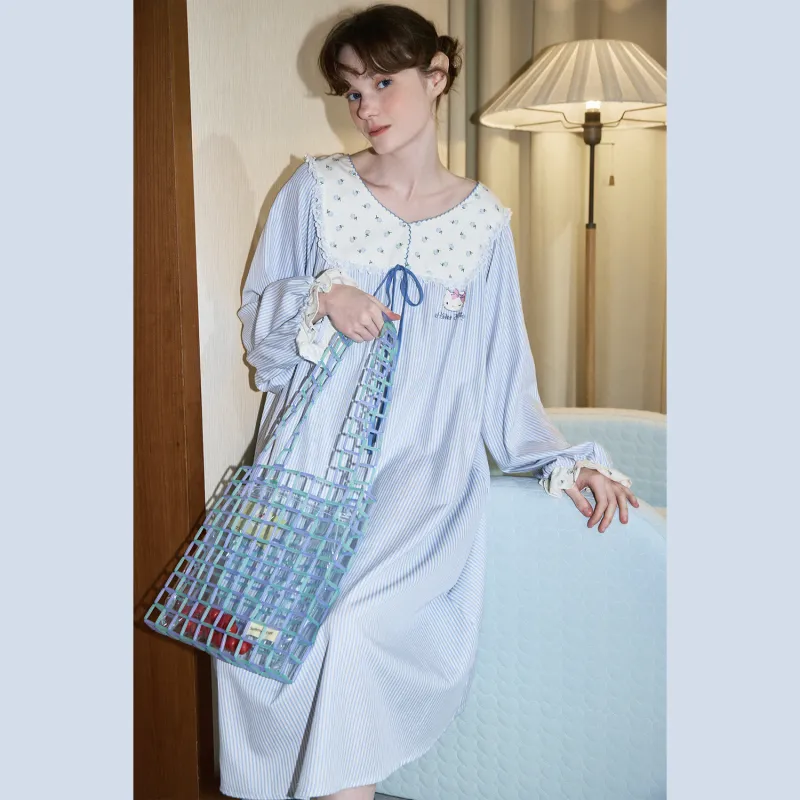 GUKOO x Hello Kitty Nightgown Women's Cloudy Mountain Blue-4