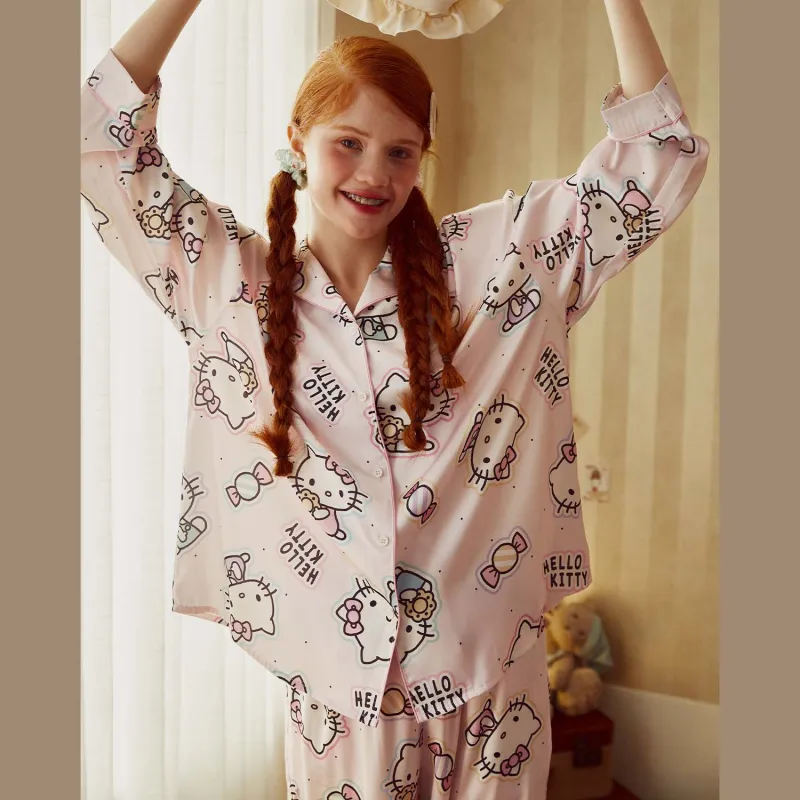 GUKOO x Sanrio Hello Kitty Pajama Set Women's Pastel Pink-2