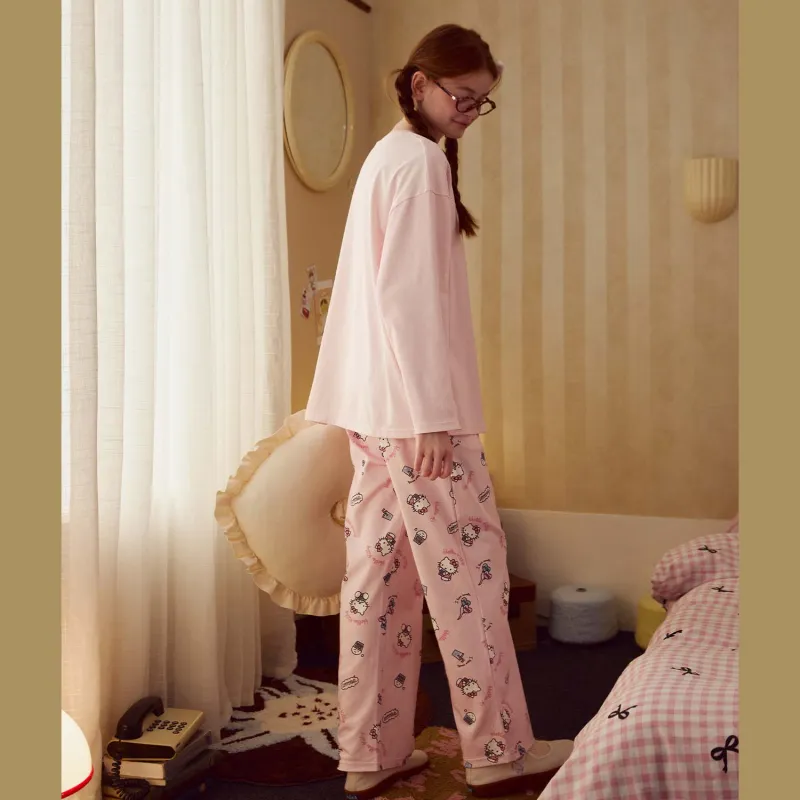 GUKOO x Hello Kitty Sanrio Series Pajama Set Women's Cherry Blossom Pink-3