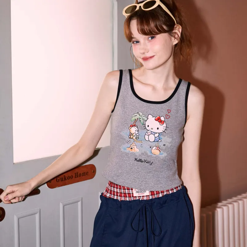 GUKOO x Hello Kitty Sanrio Series Tank Tops Women's Smoke Gray-5