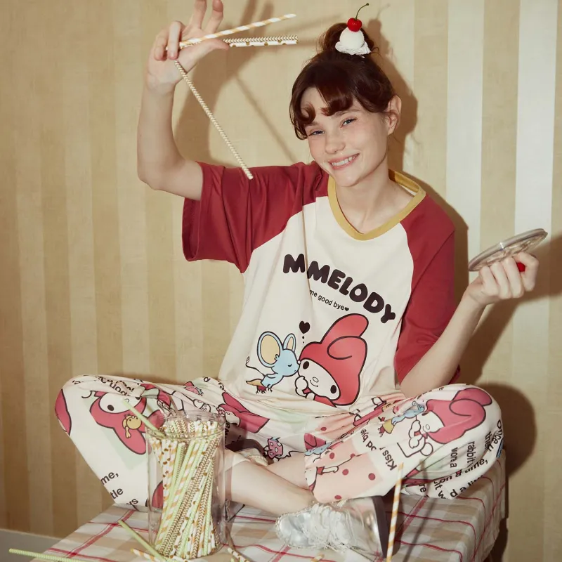 GUKOO x Sanrio/ Melodi Pajama Set Women's Pearl White-3