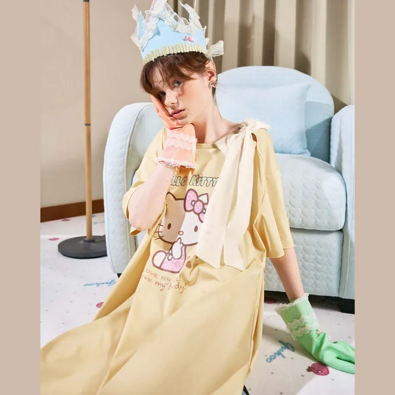 GUKOO x Hello Kitty Sanrio Series Nightgown Women's Lemon-1