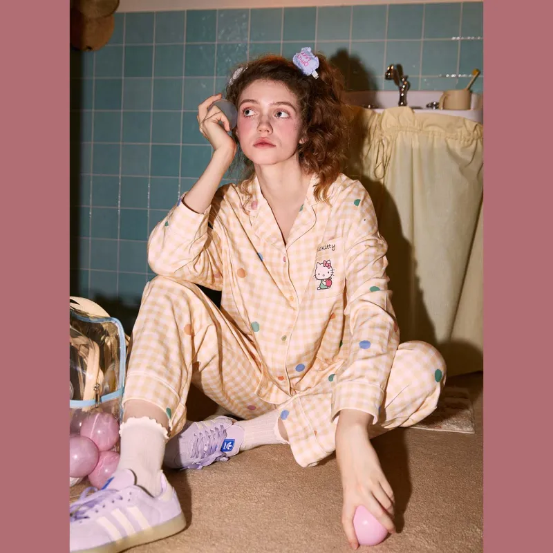 GUKOO x Sanrio Hello Kitty Pajama Set Women's Cheese Yellow-5