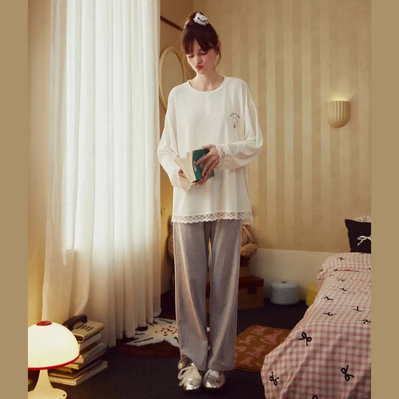 GUKOO x Hello Kitty Sanrio Series Pajama Set Women's Ecru-3