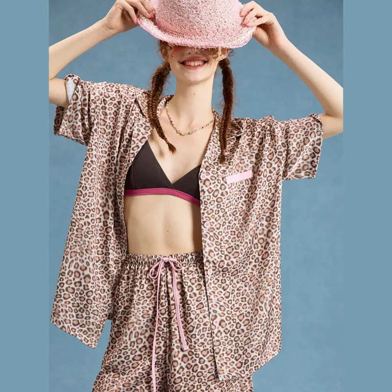 YSO Cool Cat Series Pajama Set Women's Latte Brown-1