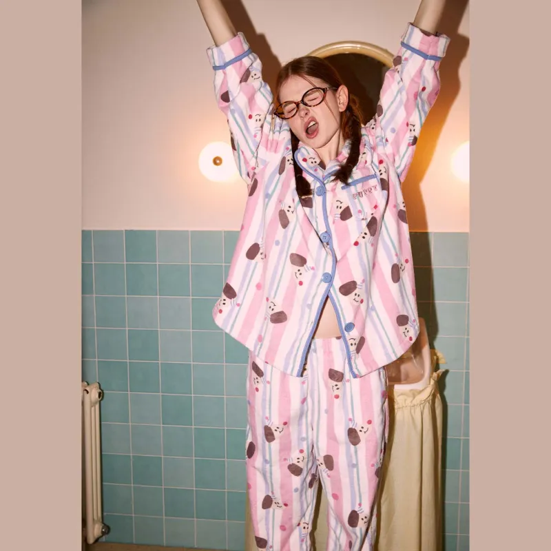 GUKOO Pajama Set Women's Linen Blue-1