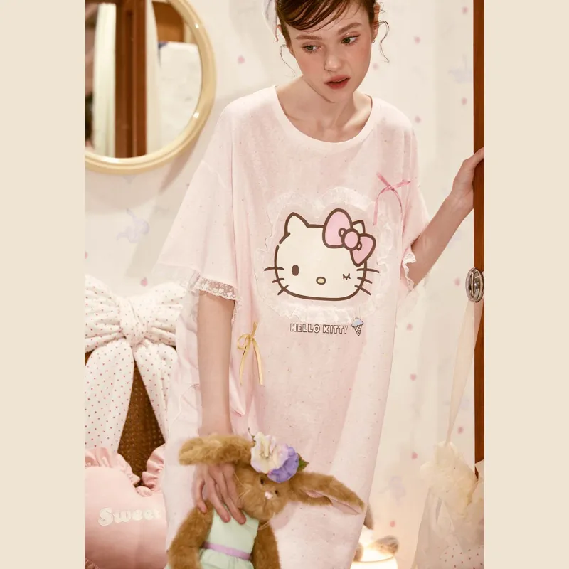 GUKOO x Hello Kitty Sanrio Series Nightgown Women's Ballet Pink-1