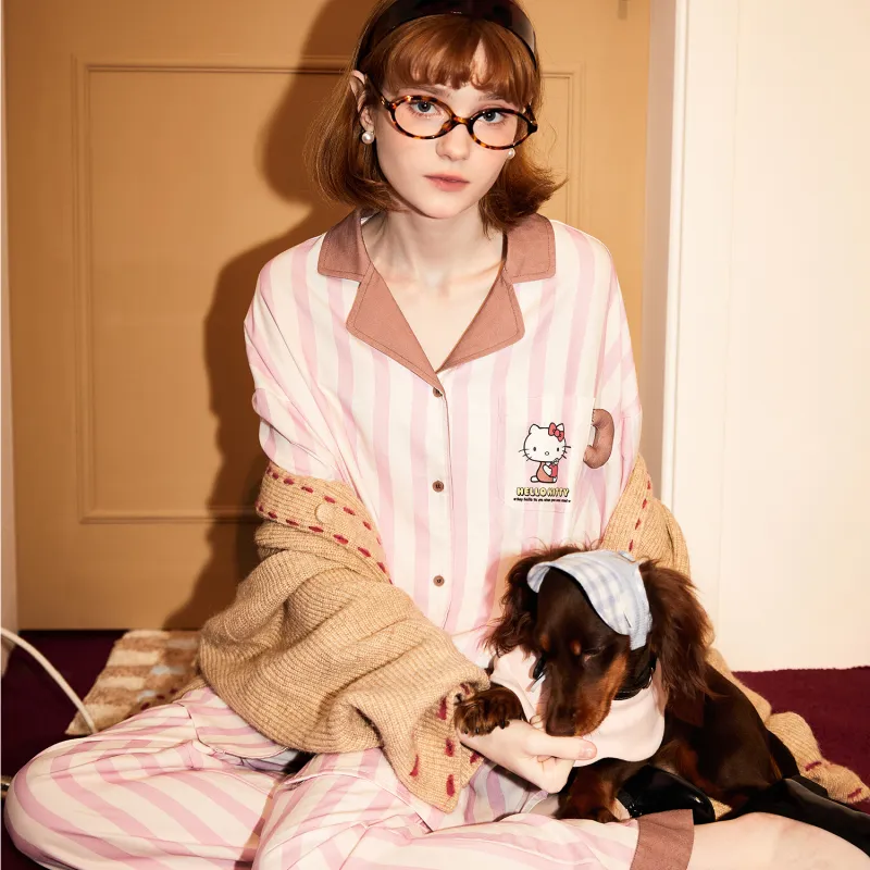 GUKOO x Hello Kitty Pajama Set Women's Apricot Blossom Pink-3
