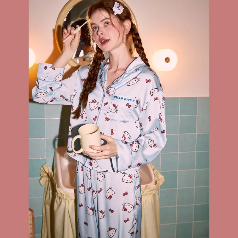 GUKOO x Hello Kitty Sanrio Series Pajama Set Women's Air Blue-4