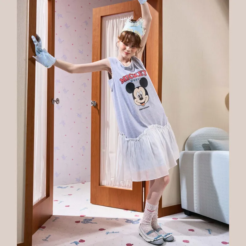 GUKOO x Disney Mickey Series Nightgown Women's Medium Heather Gray-4
