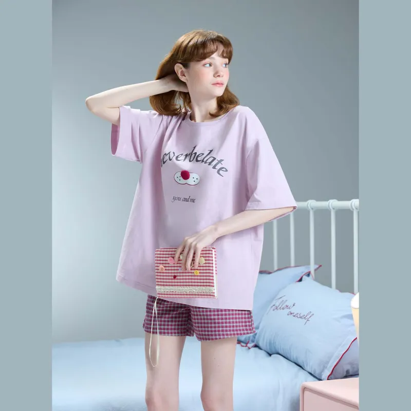 YSO Cool Cat Series Pajama Set Women's Taro Purple-1