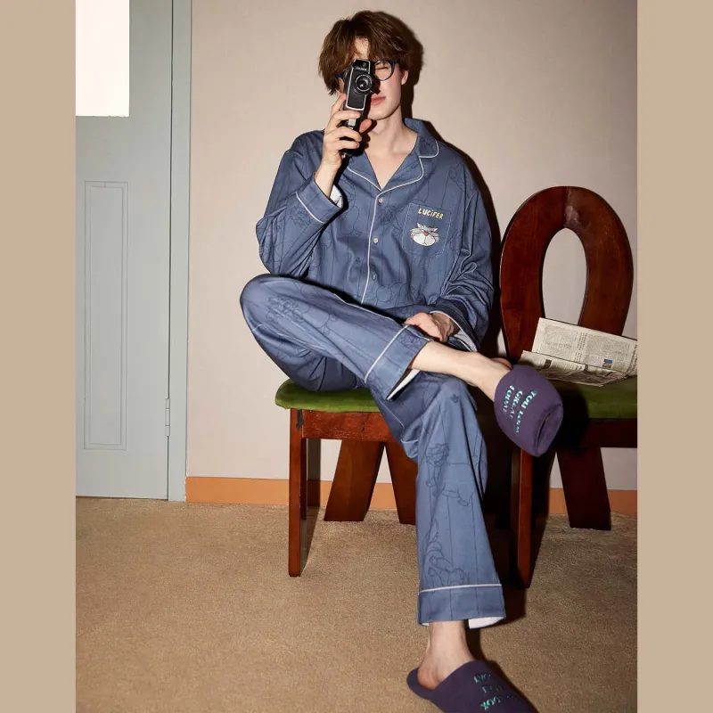 GUKOO x Disney Pajama Set Men's Deep Sea Blue-6