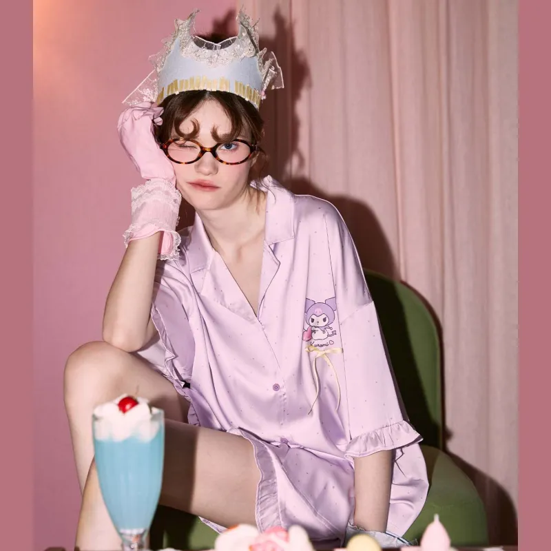 GUKOO x Sanrio Kulomi Pajama Set Women's Stardust Purple-6