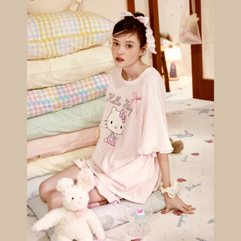 GUKOO x Hello Kitty Sanrio Series Pajama Set Women's Ballet Pink-3