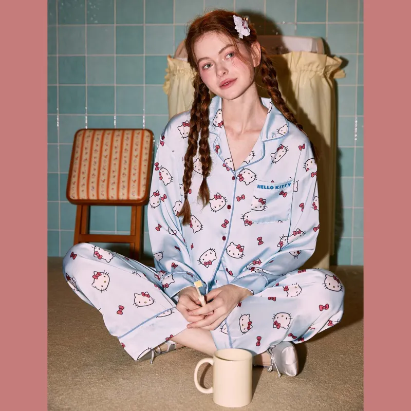 GUKOO x Hello Kitty Sanrio Series Pajama Set Women's Air Blue-3