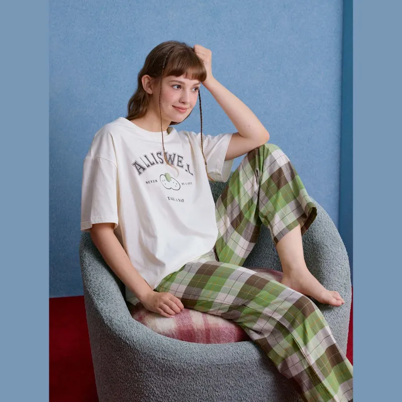 YSO Cool Cat Series Pajama Set Women's Coconut Milk White-1